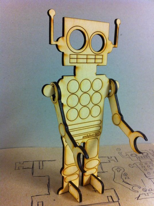 Laser Cut Wooden Robot Free Vector