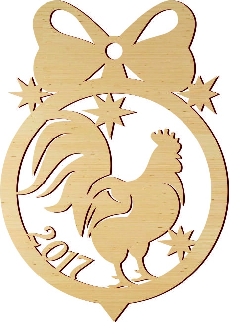 Laser Cut Woode Rooster Ornament Free Vector