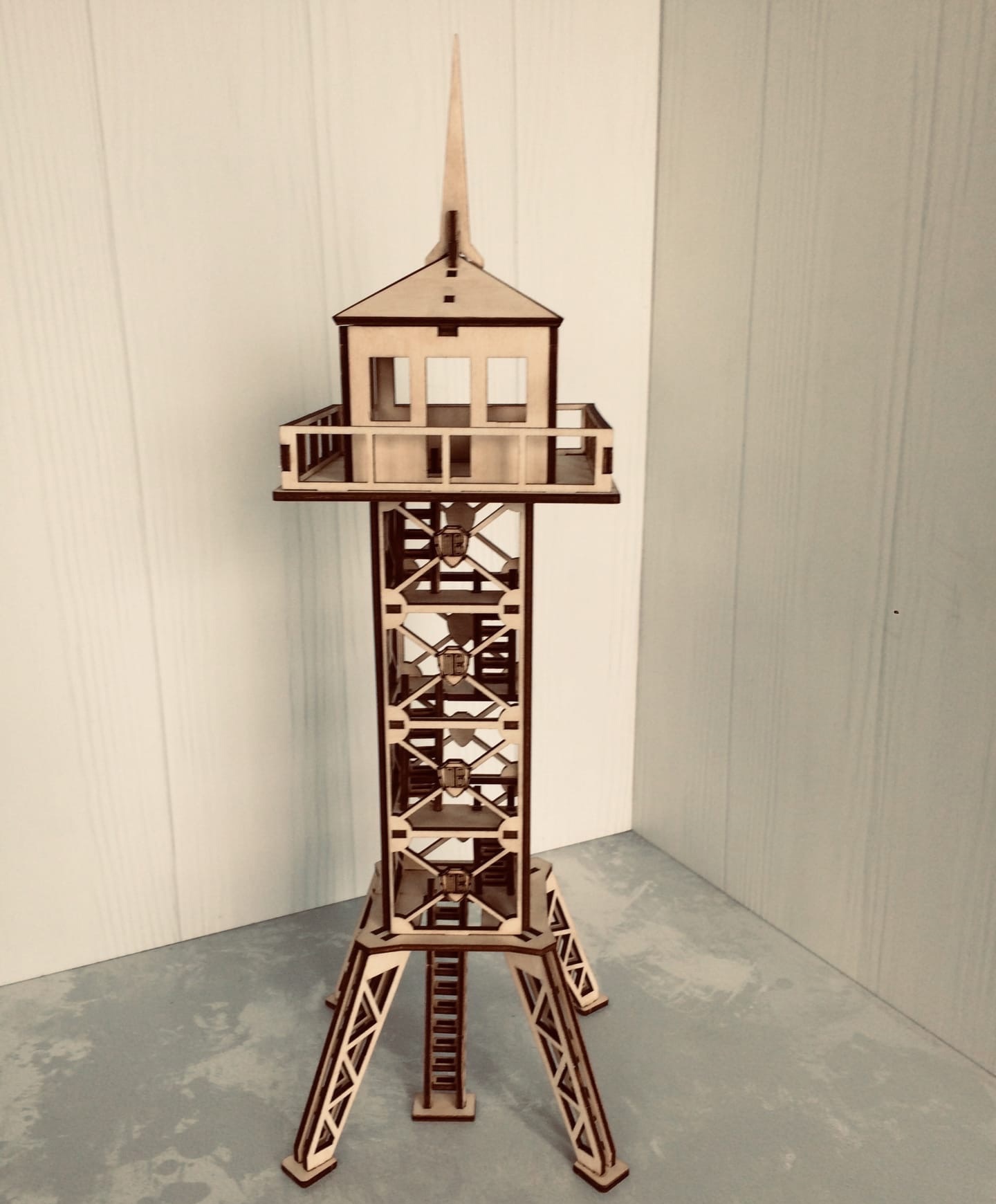 Laser Cut Military Observation Tower 3d Wooden Model  Free Vector
