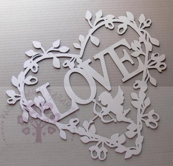 Laser Cut Decorative Heart Love With Cupid Free Vector