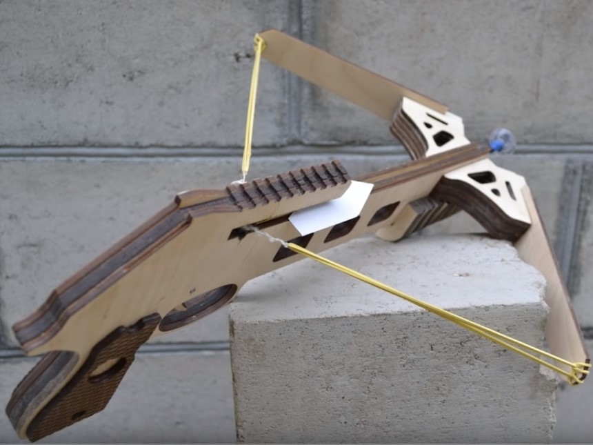Laser Cut Crossbow 3D Wooden Puzzle Free Vector
