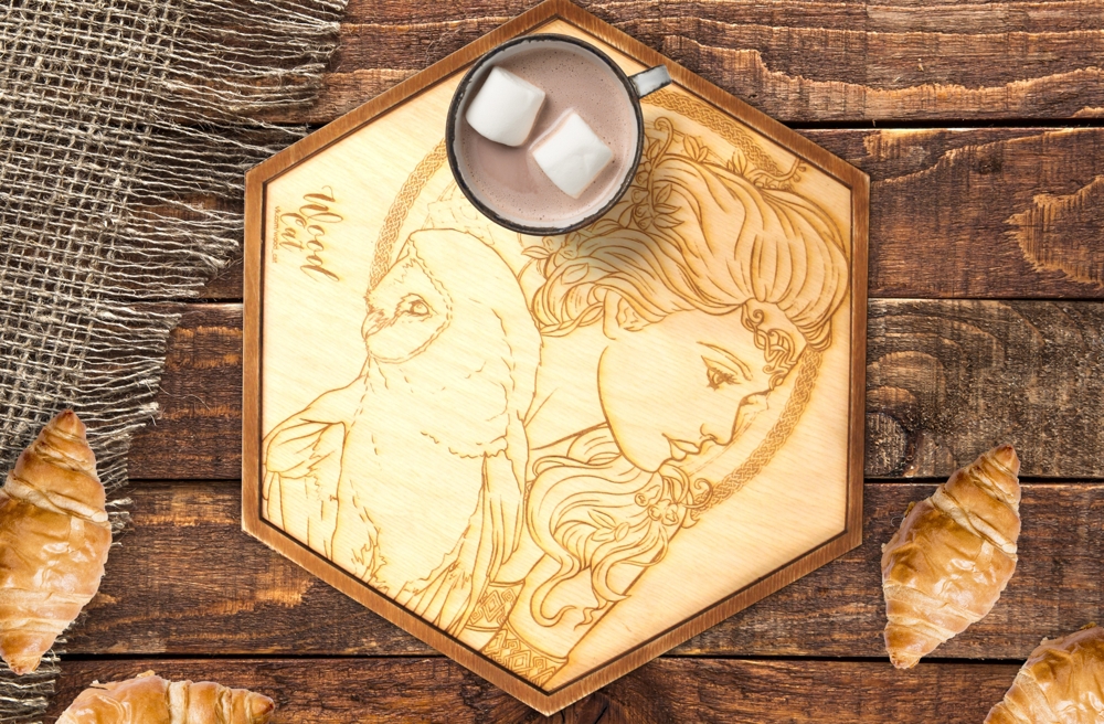 Laser Cut Engraved Wooden Tray Free Vector