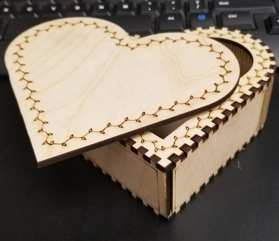 Laser Cut Heart Shaped Trinket Box DXF File