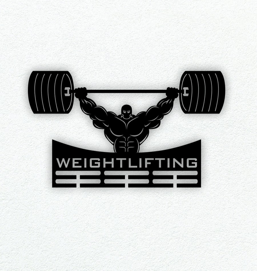 Laser Cut Weightlifting Medal Hanger Free Vector