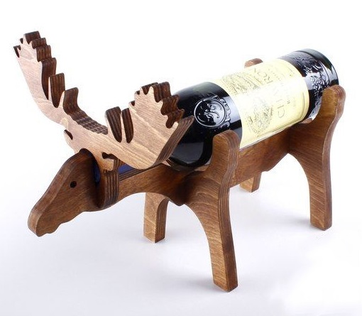 Laser Cut Moose Wine Bottle Holder 10mm Free Vector