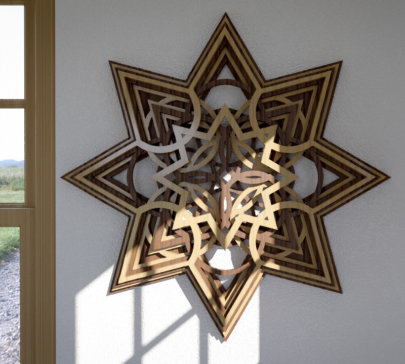 Laser Cut Wooden Star Layered Wall Art Free Vector