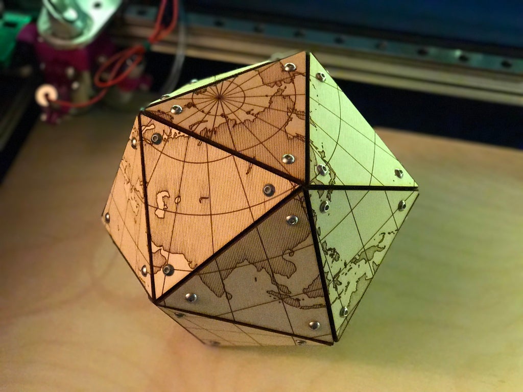 Laser Cut Dymaxion Map DXF File