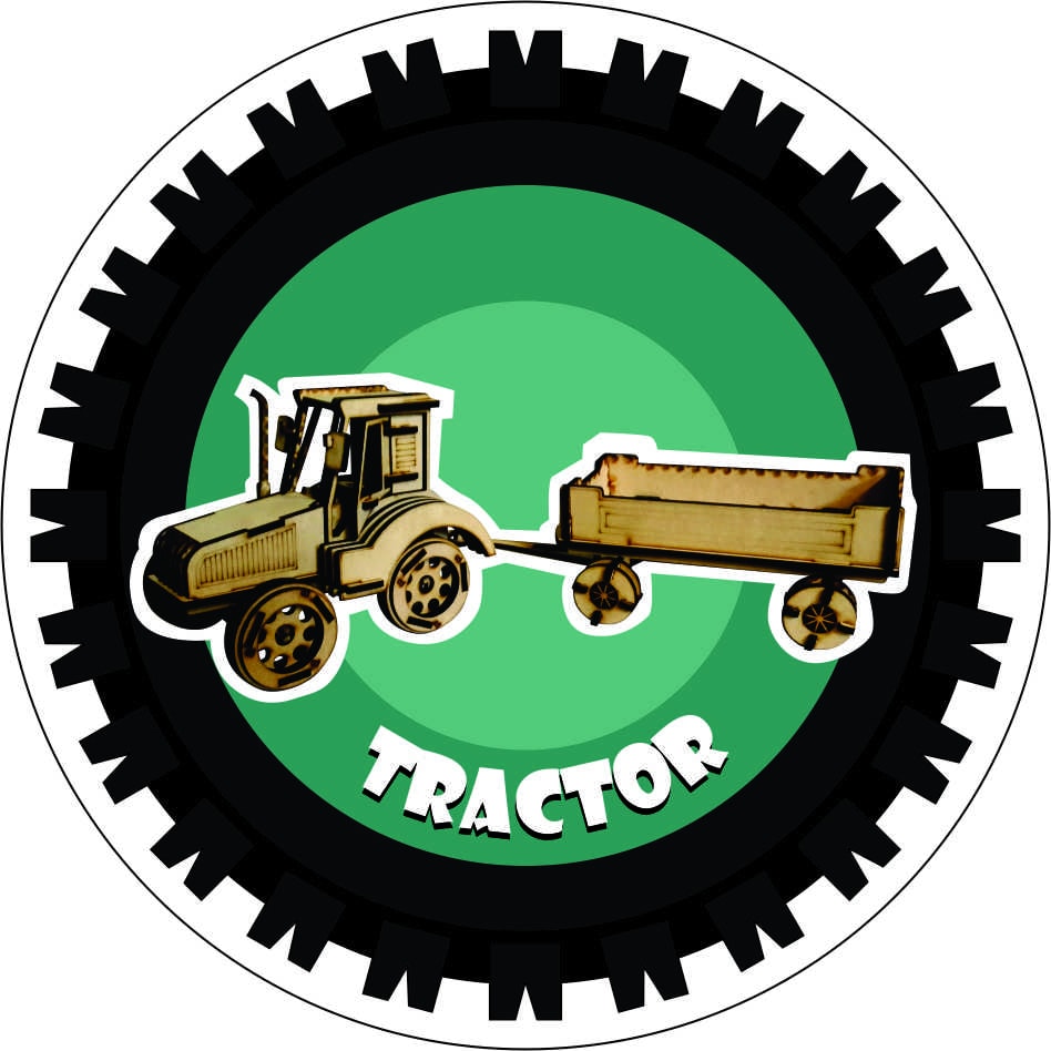 Laser Cut Tractor 3D Puzzle DXF File