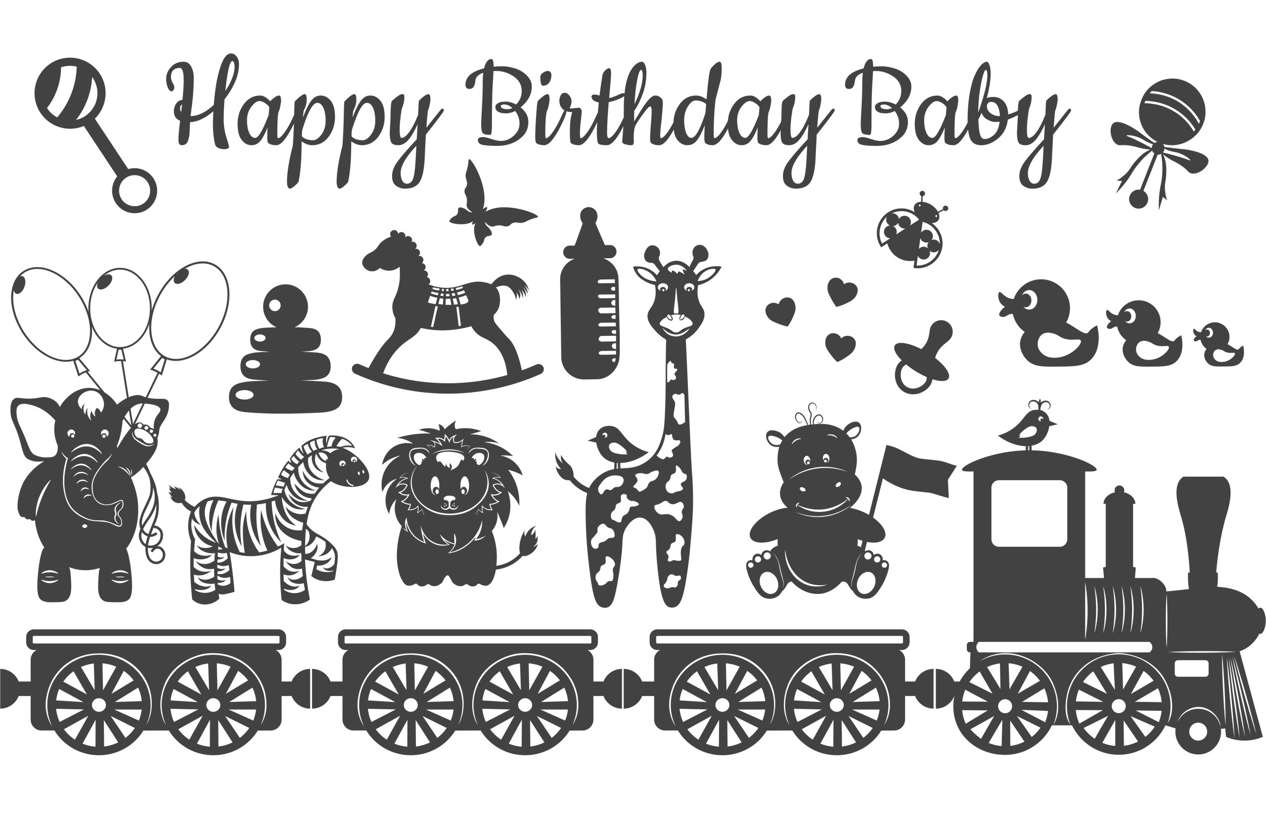 Laser Cut Engrave Baby Birthday Decorations Free Vector