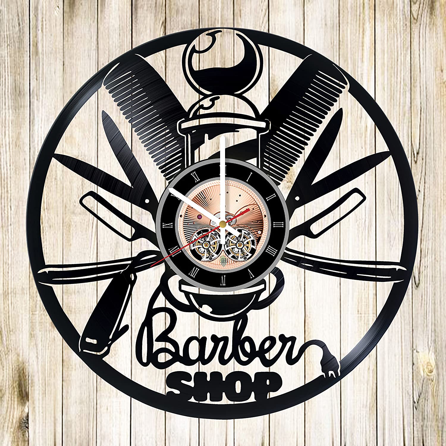 Laser Cut Hair Salon Wall Decor Vinyl Record Wall Clock Free Vector