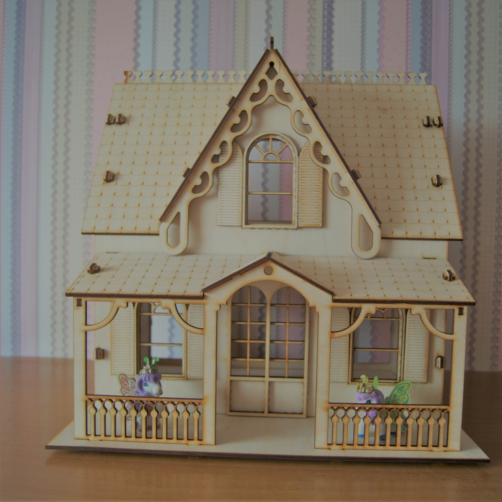 Laser Cut Wooden Model House Free Vector