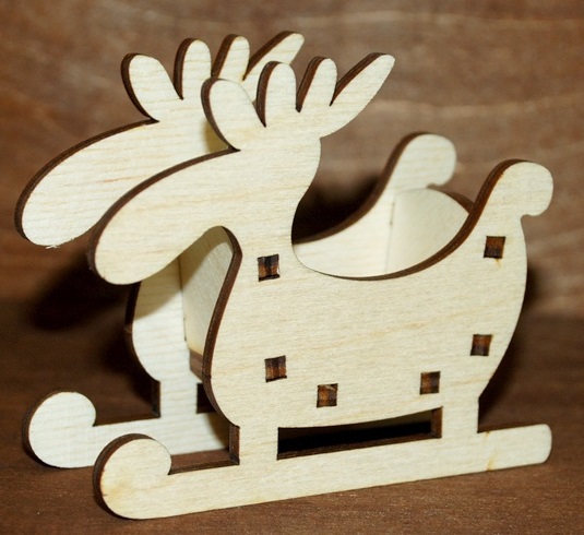 Laser Cut Moose Sleigh Christmas Ornament Free Vector
