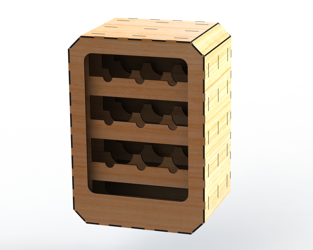 Laser Cut Rectangular Wine Rack 6mm DXF File