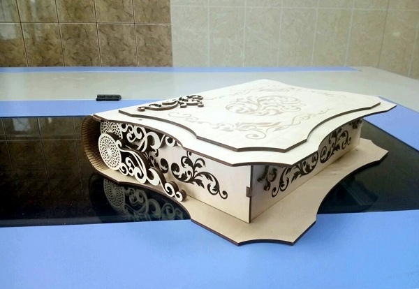 Laser Cut Decorative Folding Book Box Free Vector
