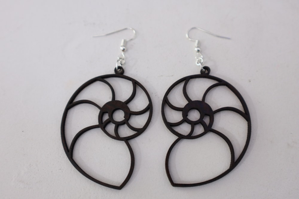 Laser Cut Nautilus Drop Earrings DXF File